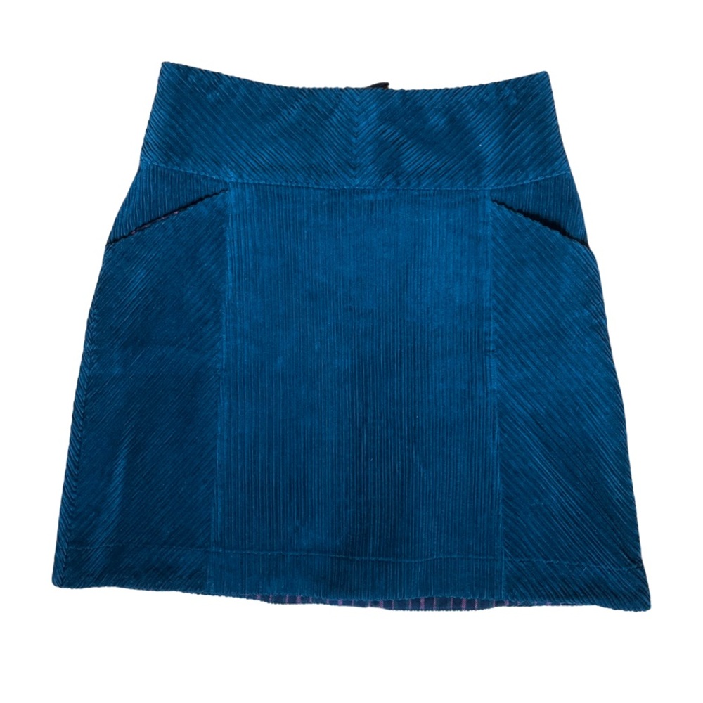 Vintage blue green corduroy skirt